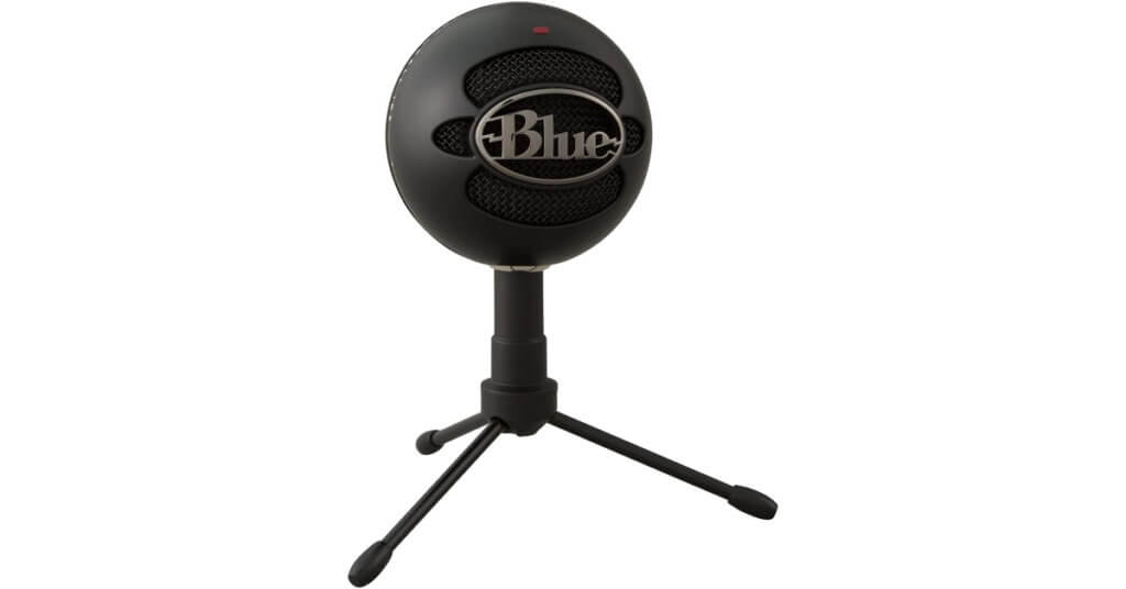 podcasting microphone bleu boule de neige