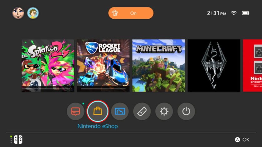 Switch Ouvrez le Nintendo eShop