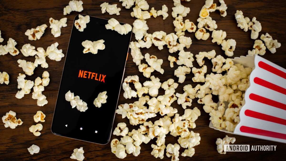 Netflix avec pop-corn stock photo 1