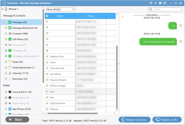 Rechercher des messages texte / iMessages